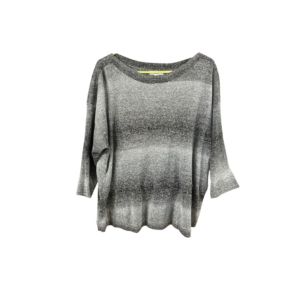 Croft & Barrow Womens Plus 1X Grey Ombre Boat Neck 3/4 Sleeve Knit Sweater NWT